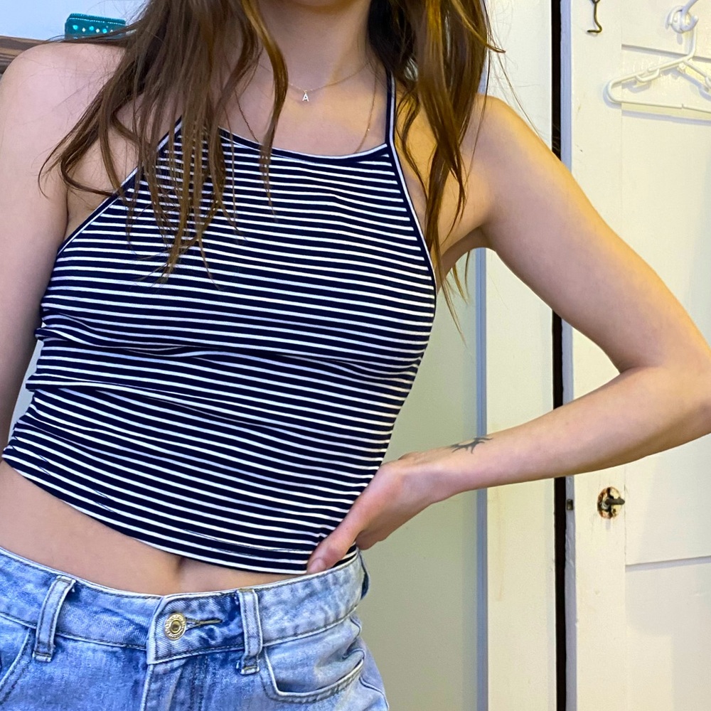 Brandy Melville Stripe Racerback Crop Top